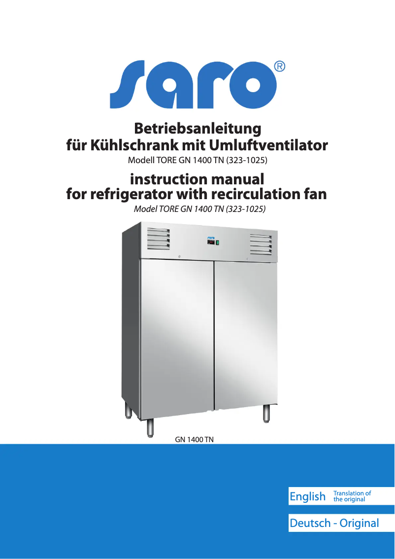 First page image of the manual for TORE GN 1400 TN