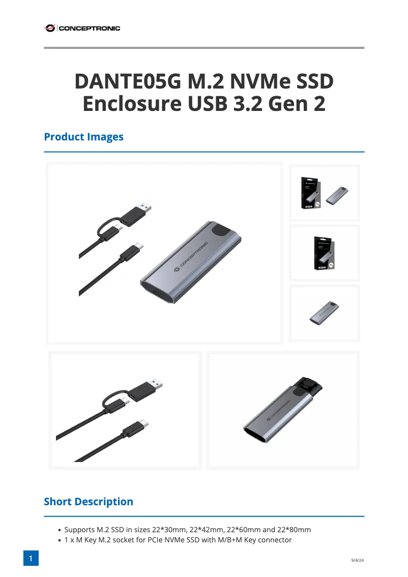 First page image of the manual for DANTE05G