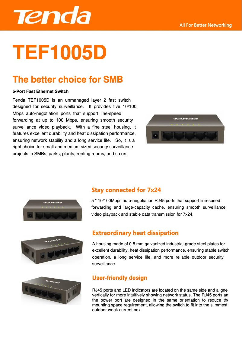 First page image of the manual for TEF1005D