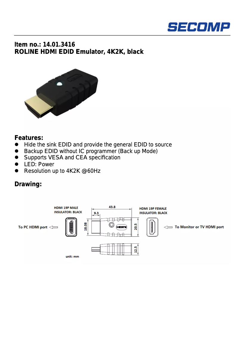 Page 1 of the manual User Manual Roline 14.01.3416