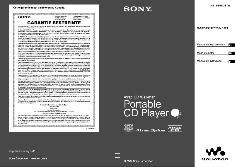 Page 1 of the manual User Manual Sony D-NE321