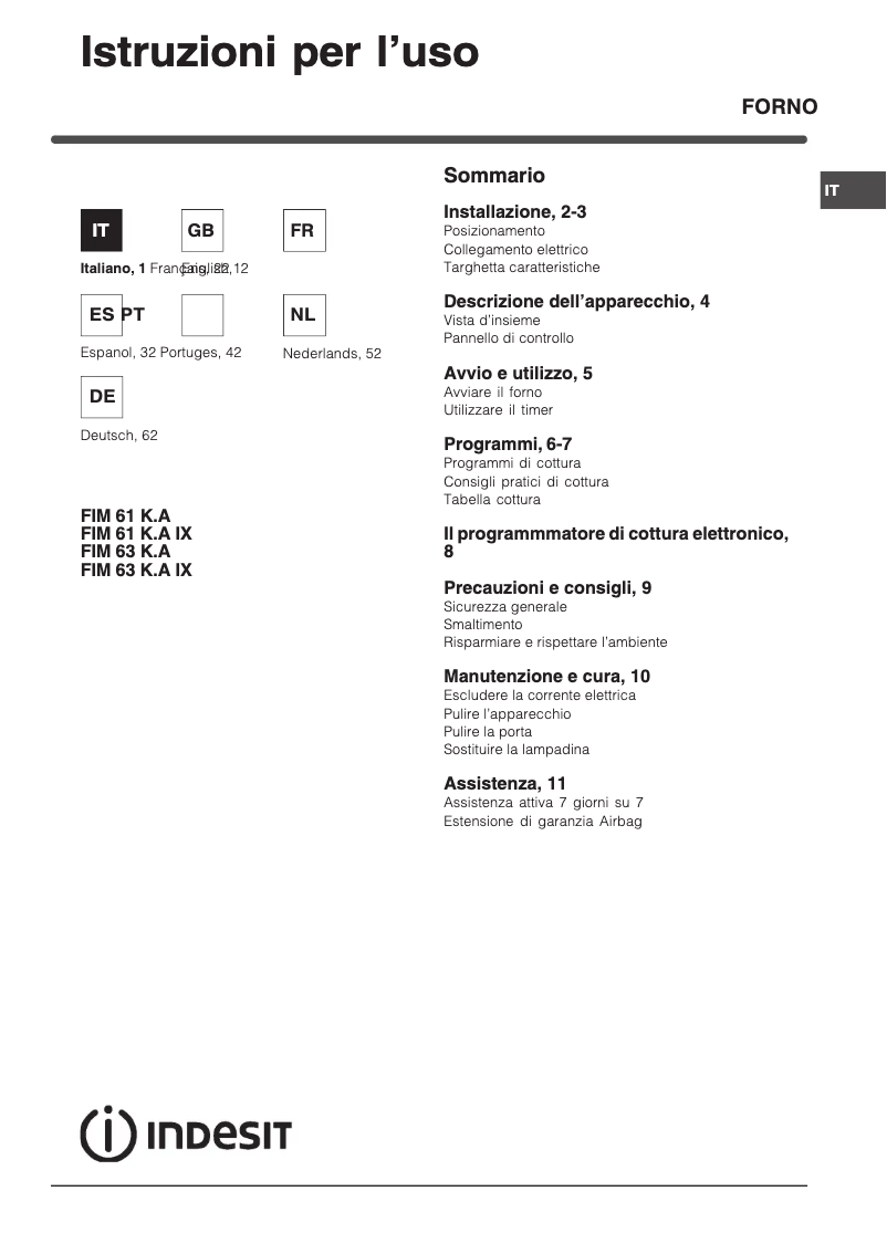 First page image of the manual for FIM 61 K.A IX