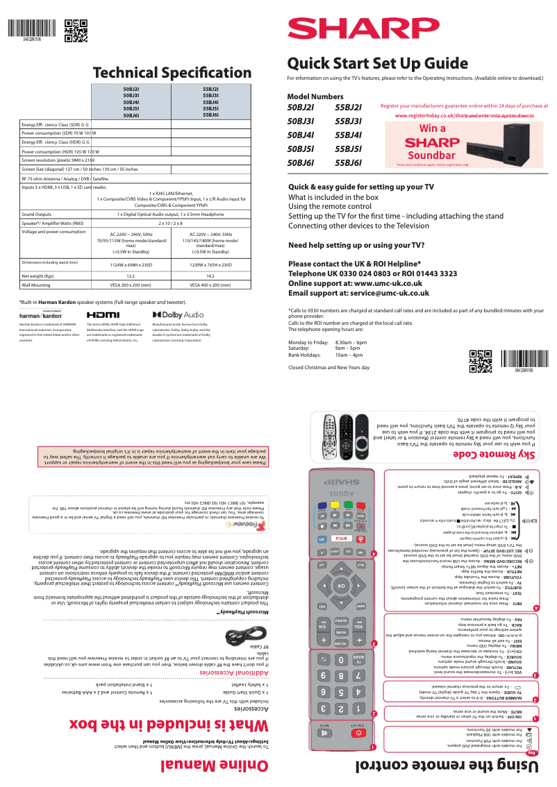 First page image of the manual for 50BJ4K