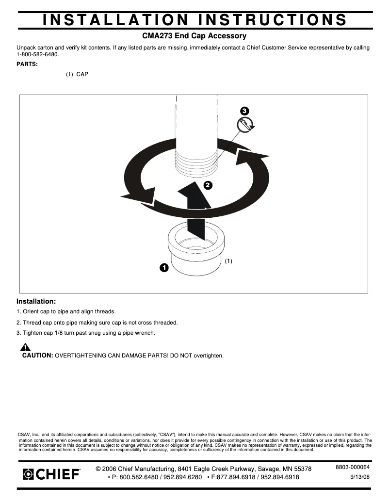 First page image of the manual for CMA273
