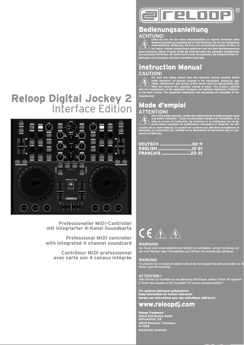 Page 1 of the manual User Manual Reloop Digital Jockey 2