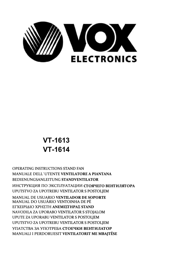 Page 1 of the manual User Manual VOX VT-1614