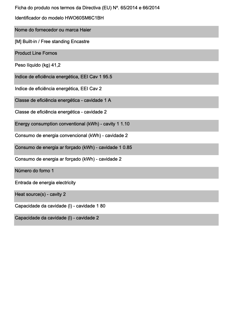 First page image of the manual for HWO60SM6C1BH