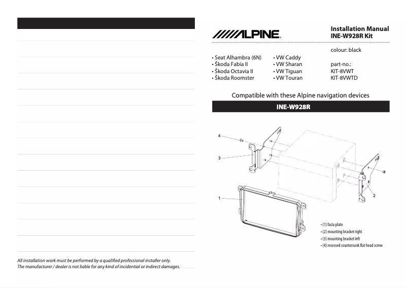Page 1 of the manual User Manual Alpine KIT-8VWT