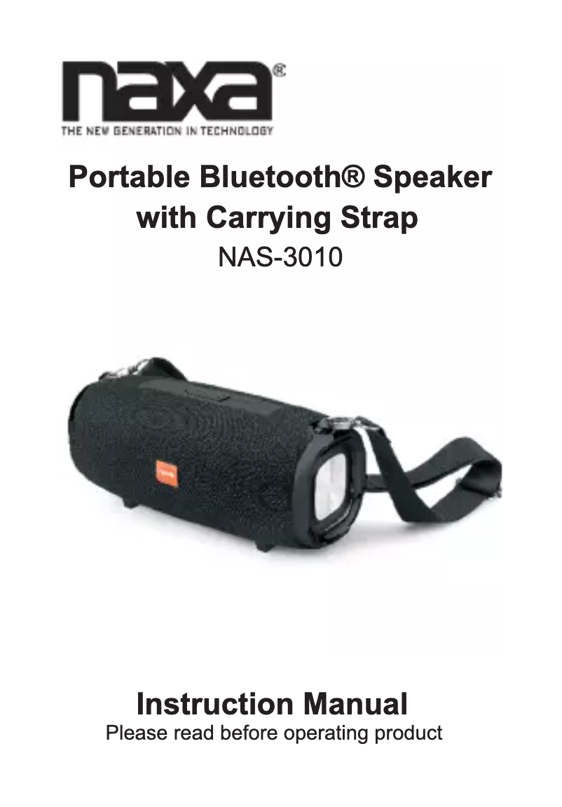 Page 1 of the manual User Manual Naxa NAS-3010