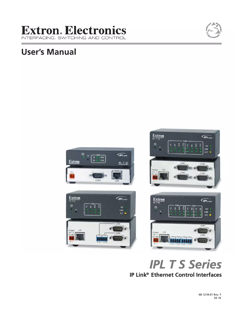 Page 1 of the manual User Manual Extron IPL T S1