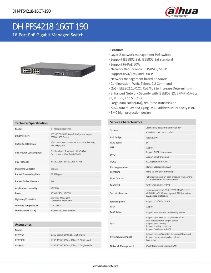 First page image of the manual for PFS4218-16GT-190