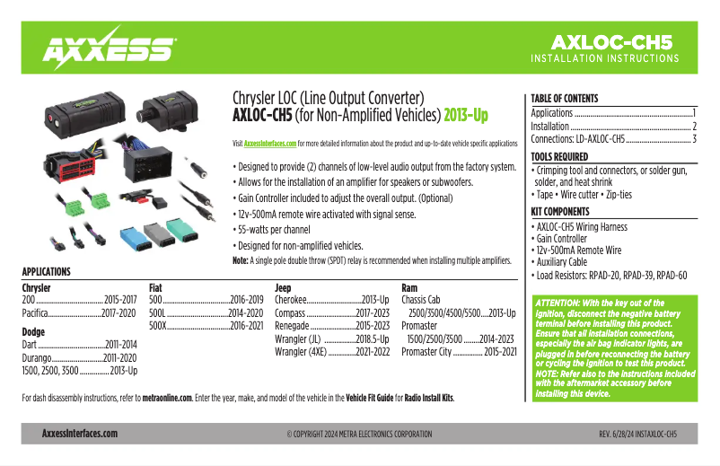 First page image of the manual for AXLOC-CH5