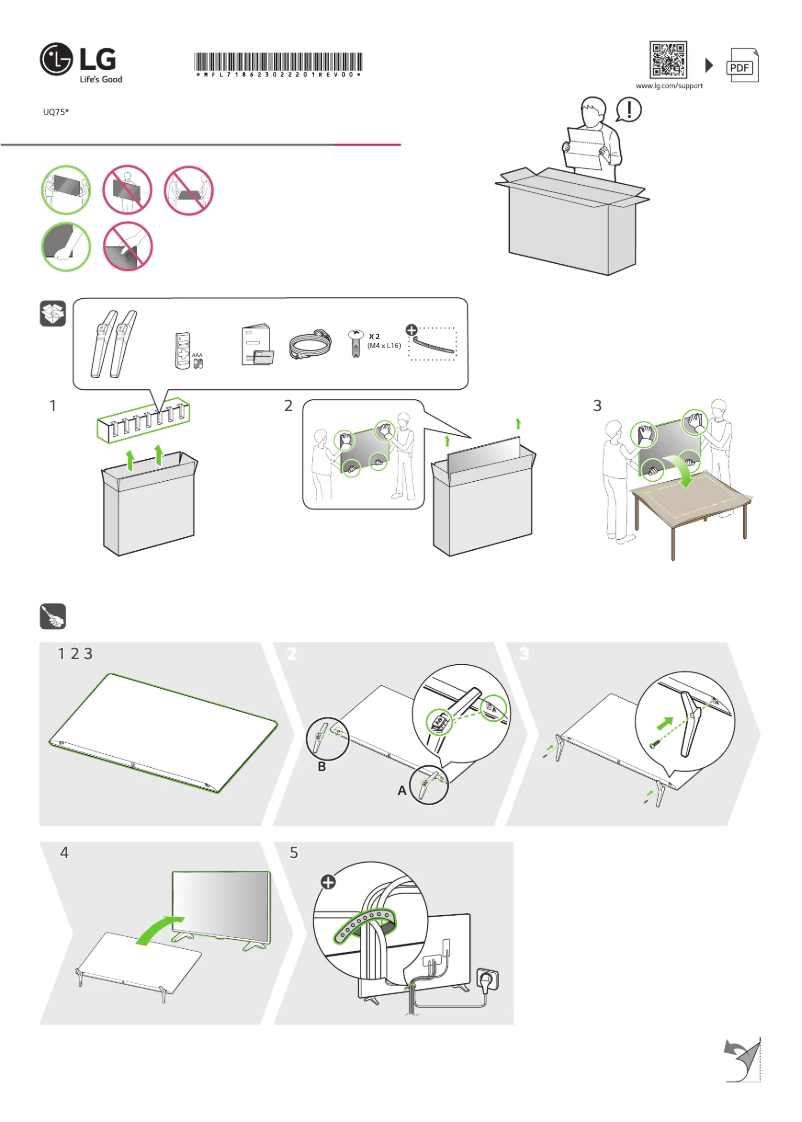 First page image of the manual for 43UQ75006LF