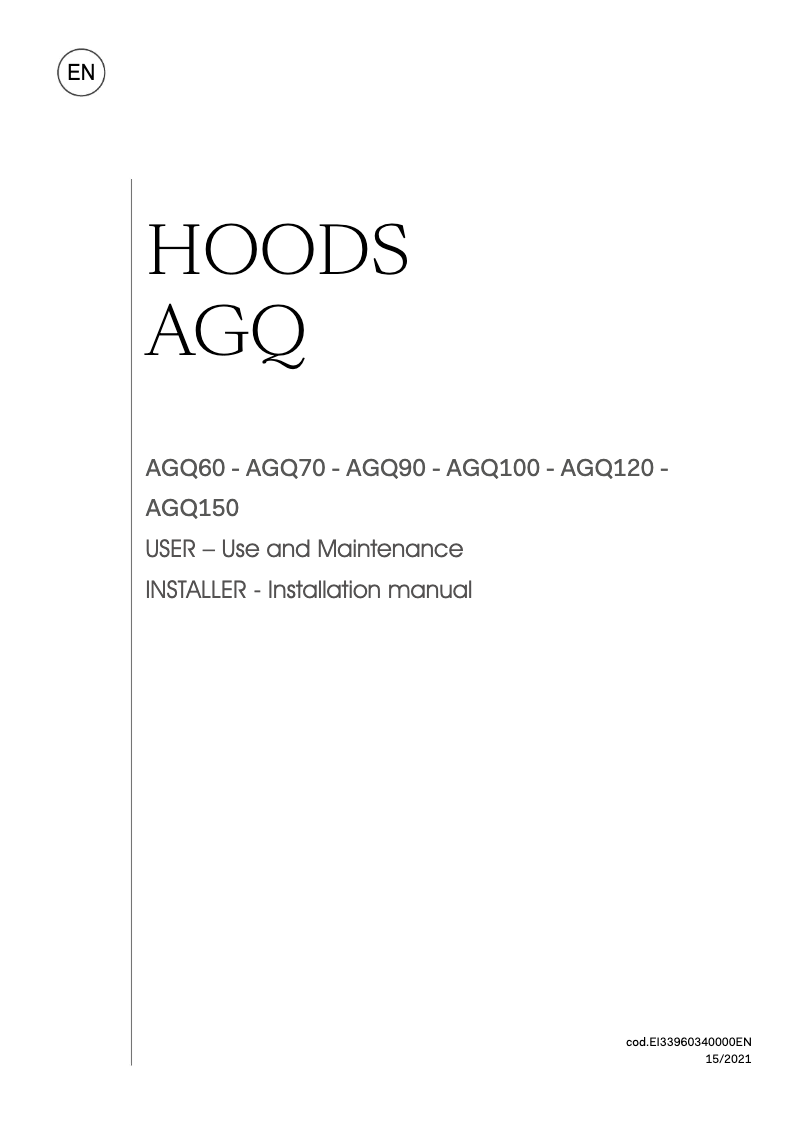 Page 1 of the manual User Manual Ilve AGQ150