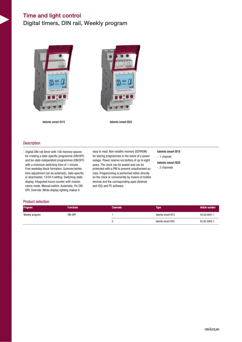 First page image of the manual for talento smart B25