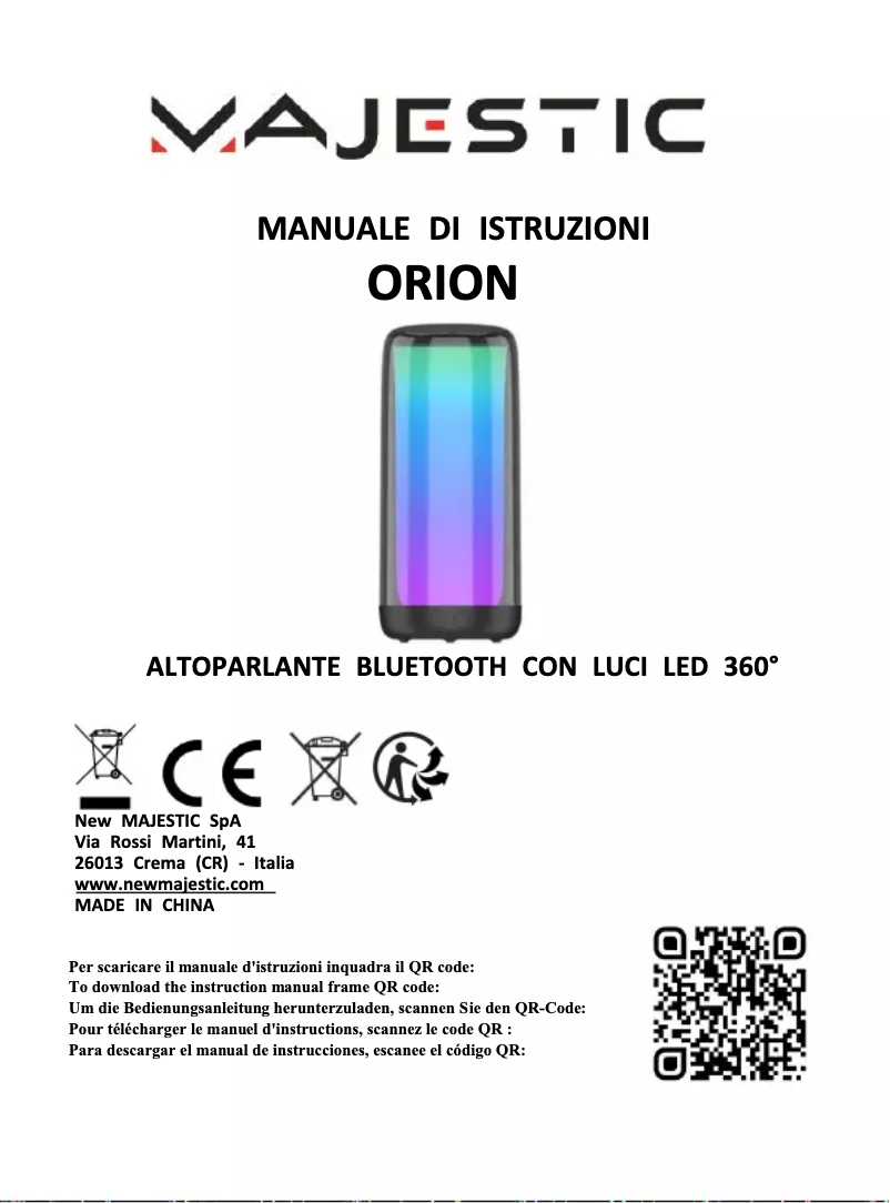 Page 1 of the manual User Manual Majestic ORION