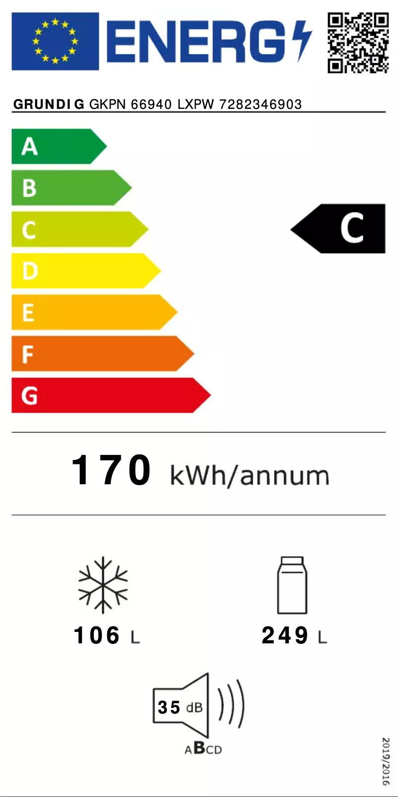 Page 1 of the manual Energy Label Grundig GKPN 66940 LXPW