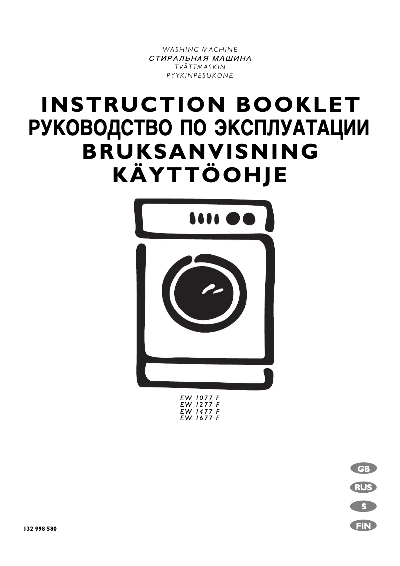 Page 1 of the manual User Manual Electrolux EW1677F