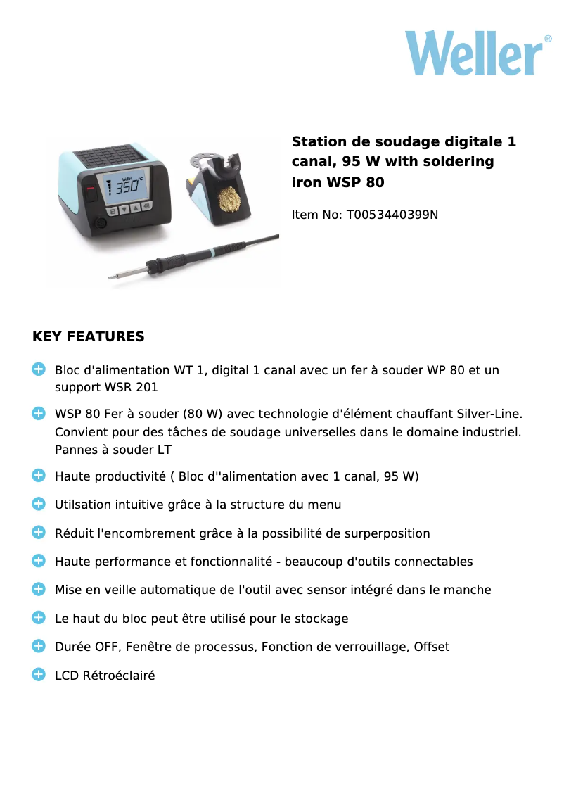Page 1 of the manual Technical Sheet Weller WT 1012
