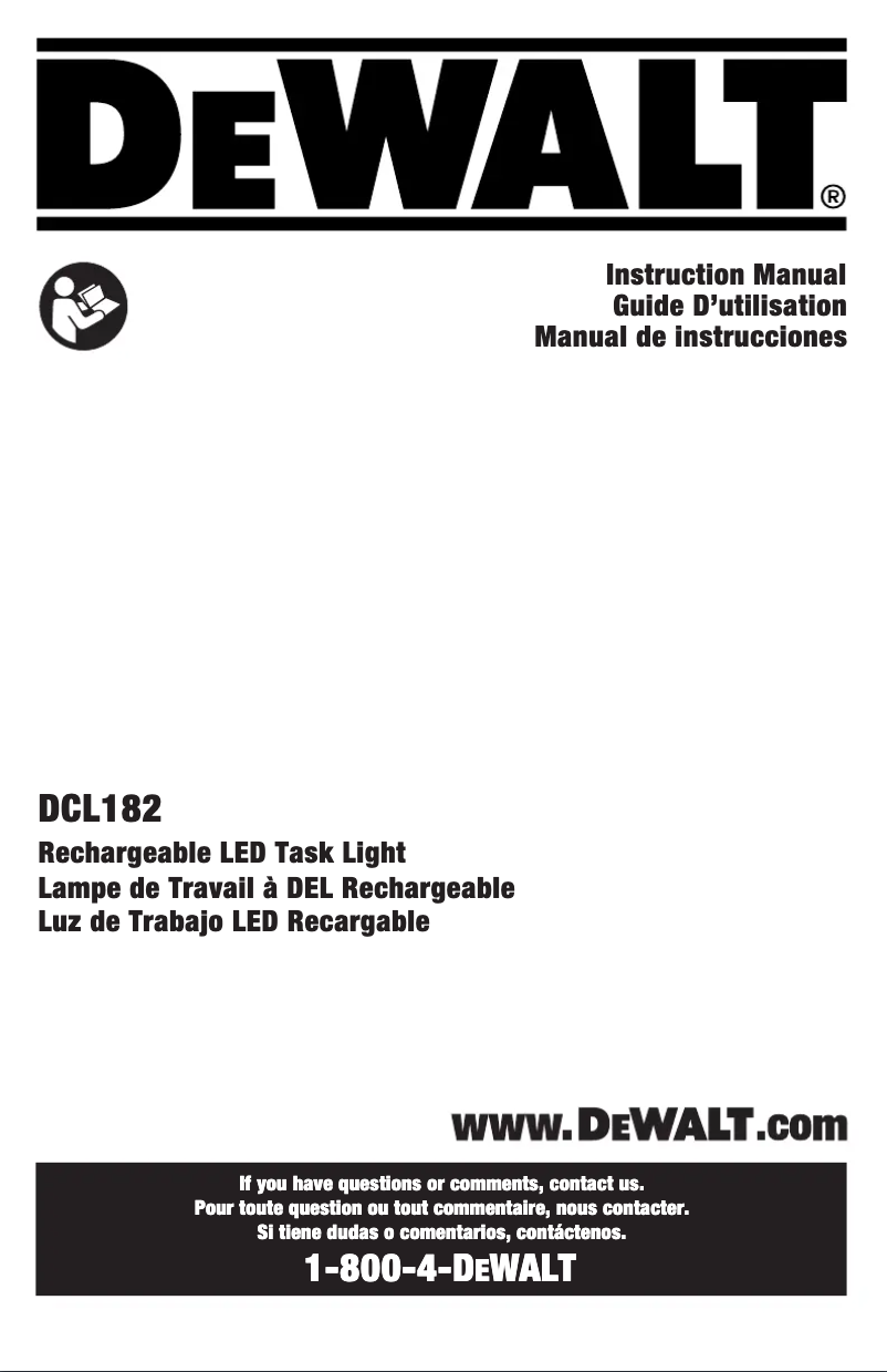 Page 1 of the manual User Manual DeWalt DCL182