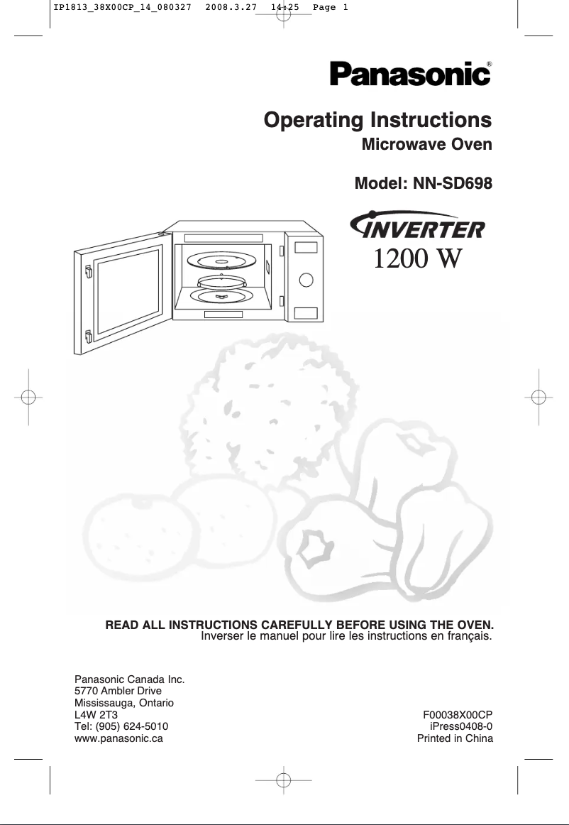 First page image of the manual for Inverter NN-SD698