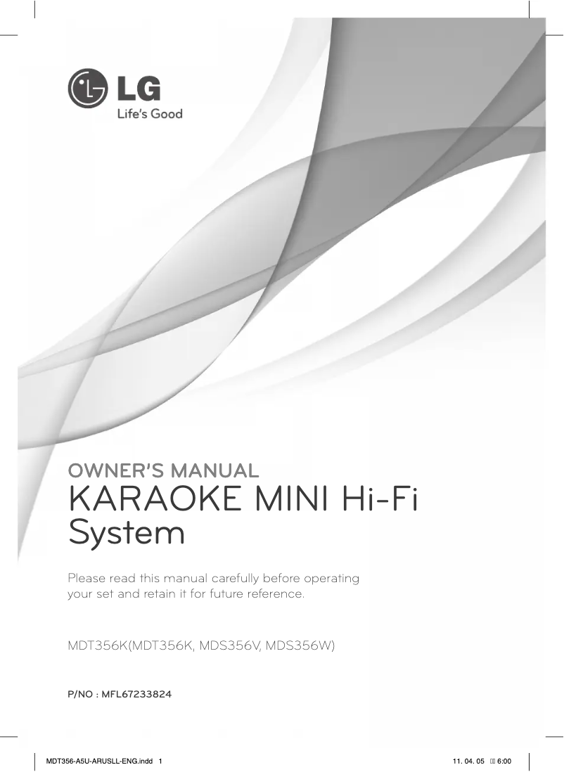 Page 1 of the manual User Manual LG MDT356K