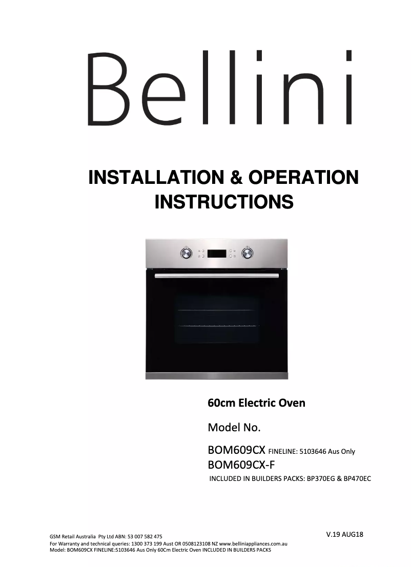 First page image of the manual for BP470EC