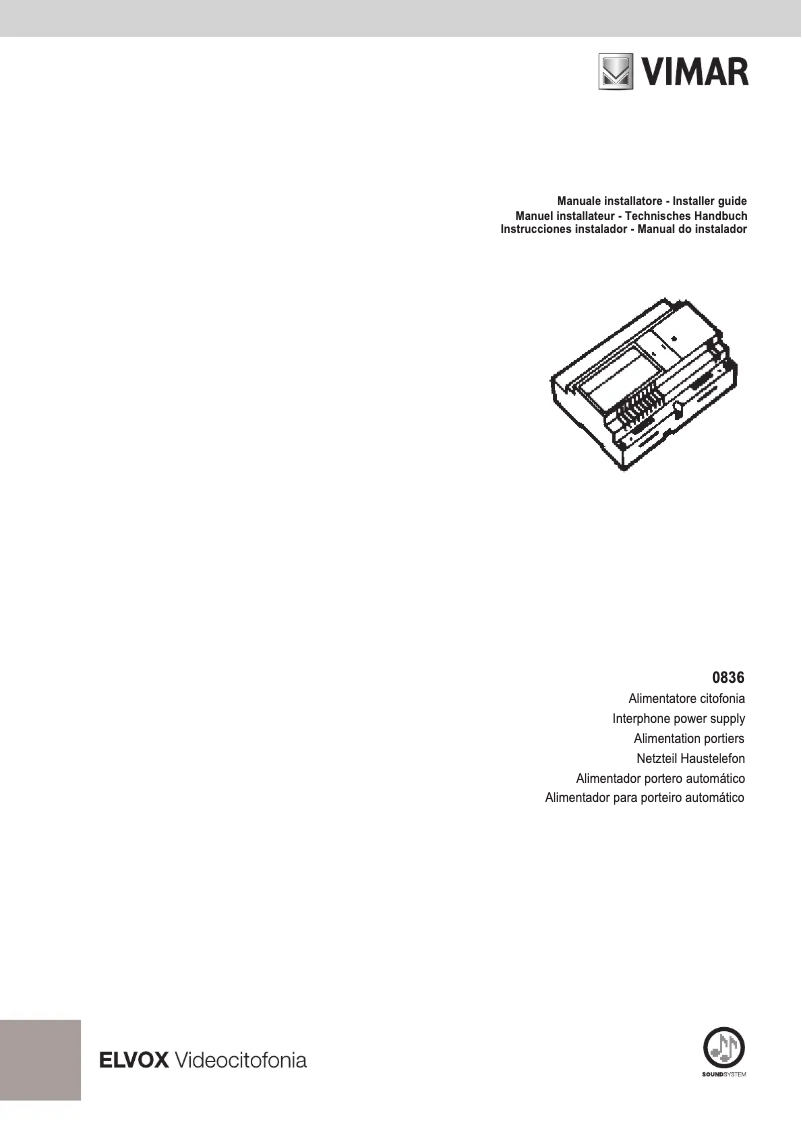 Page 1 of the manual User Manual Vimar ELVOX 0836