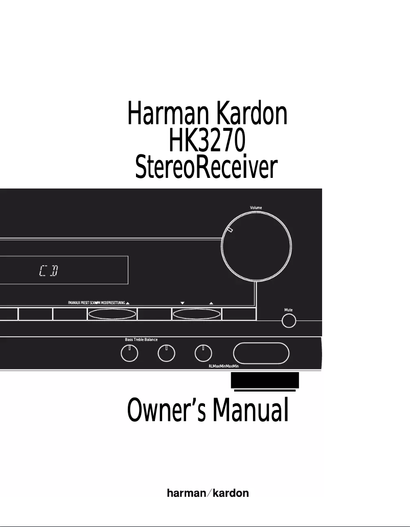 Page 1 of the manual User Manual Harman Kardon HK3270