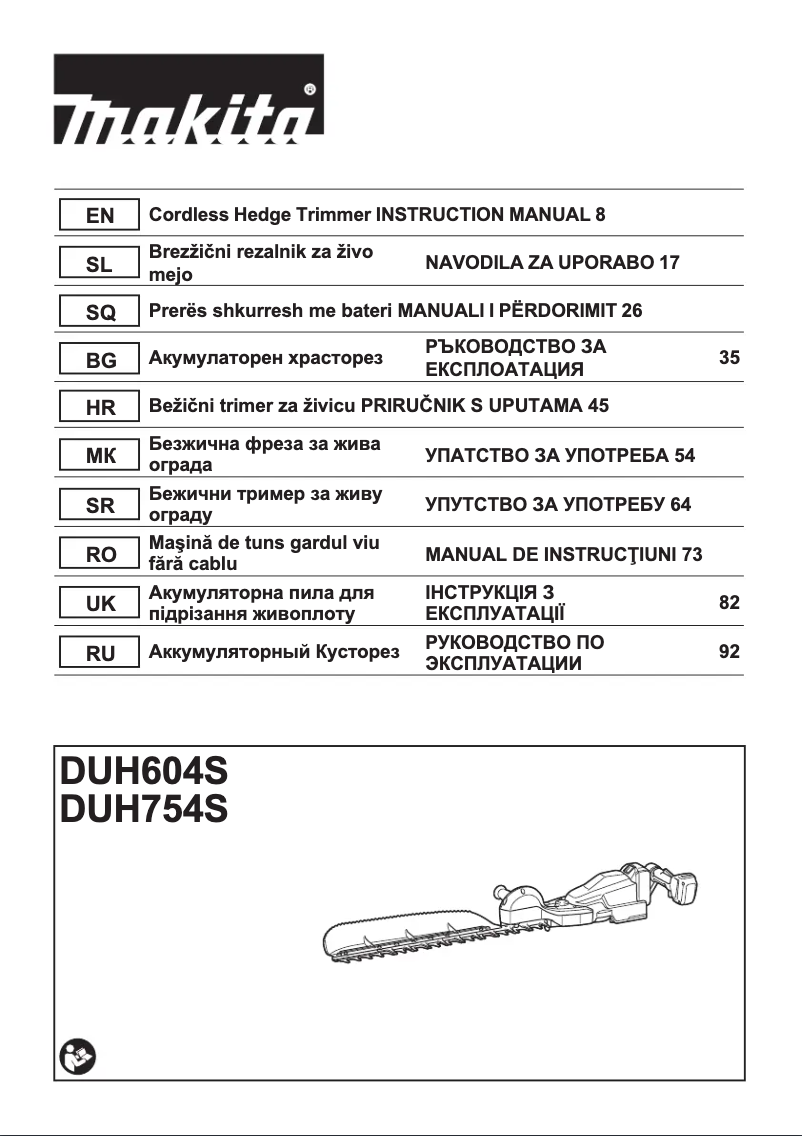 Page 1 of the manual User Manual Makita DUH754S