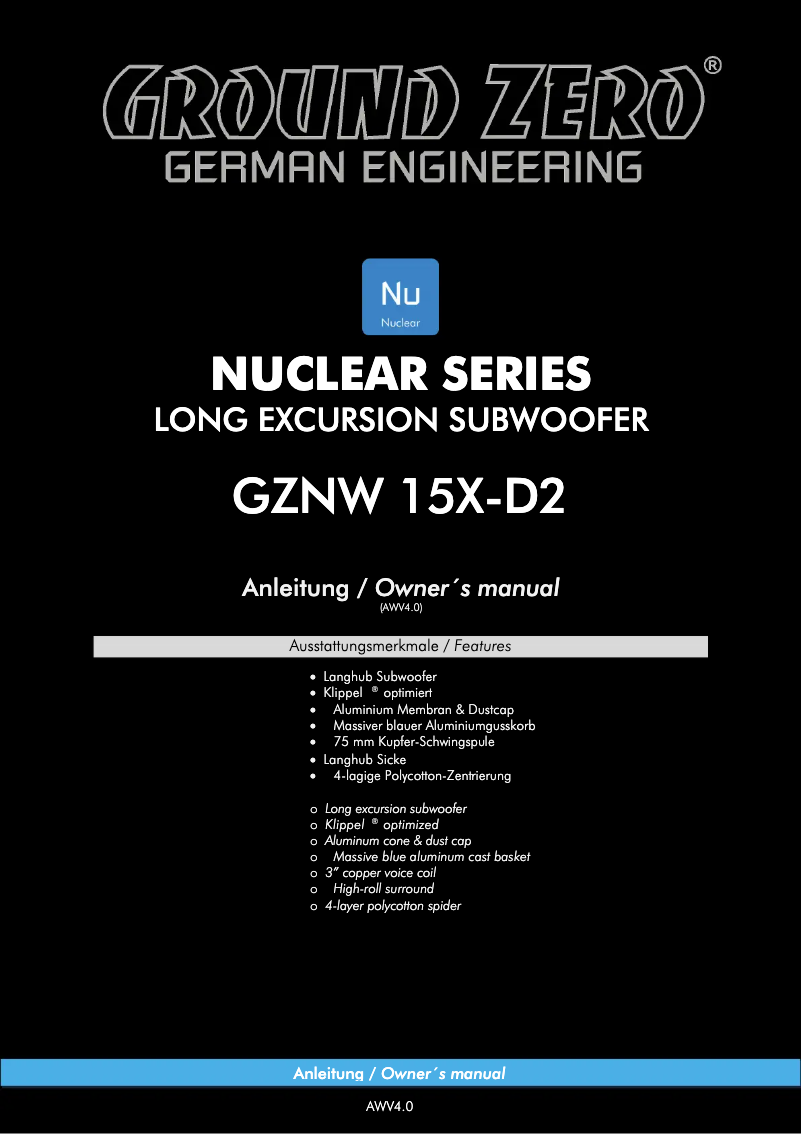 Page 1 of the manual User Manual Ground Zero GZNW 15X-D2