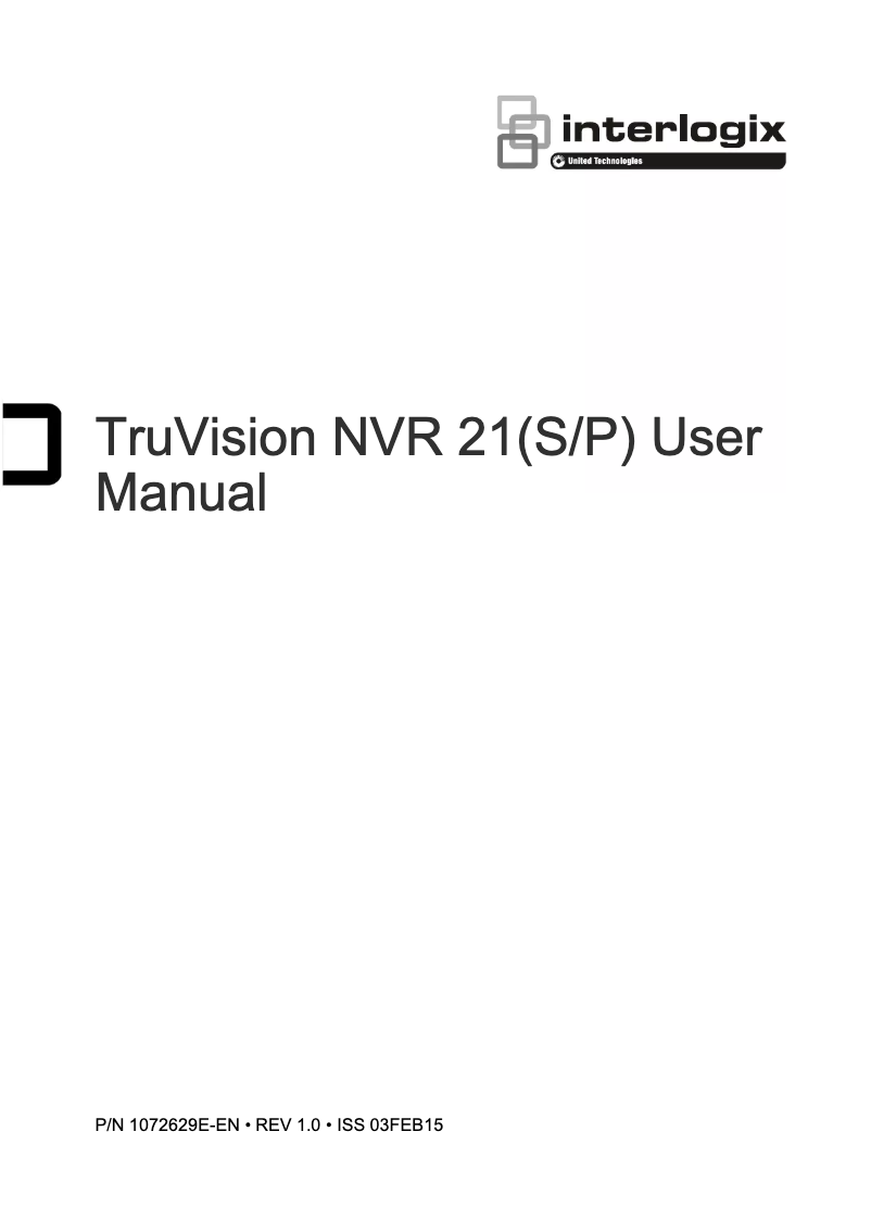 Page 1 of the manual User Manual Interlogix TruVision TVN-2116S