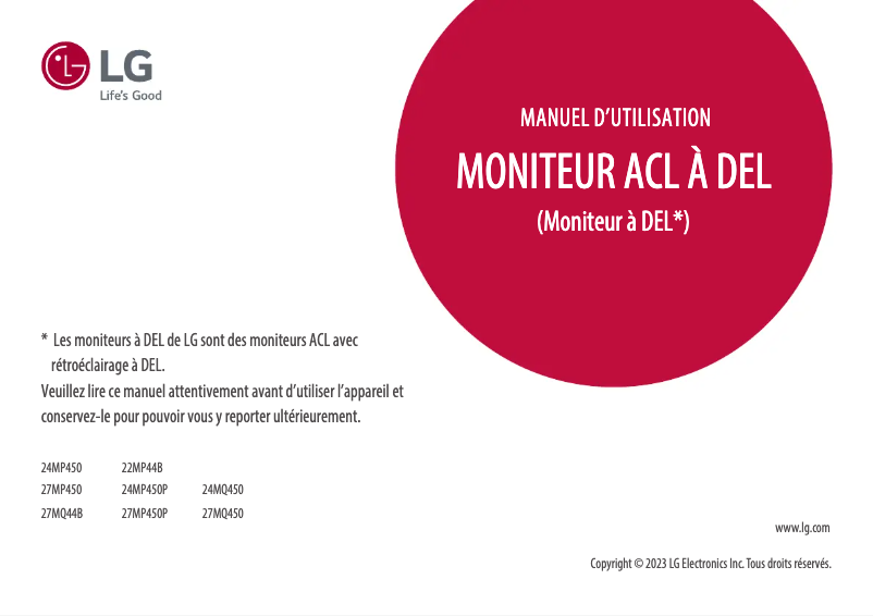 First page image of the manual for 24MP450