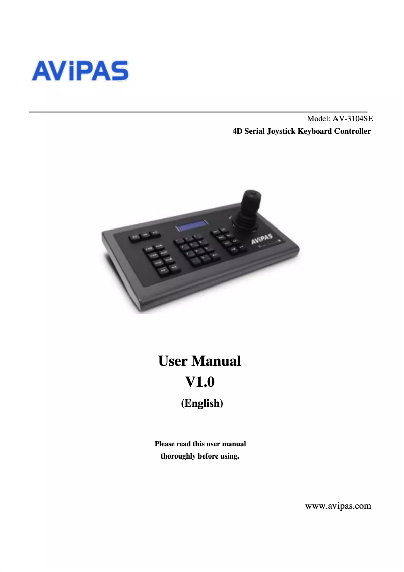 First page image of the manual for AV-3104SE