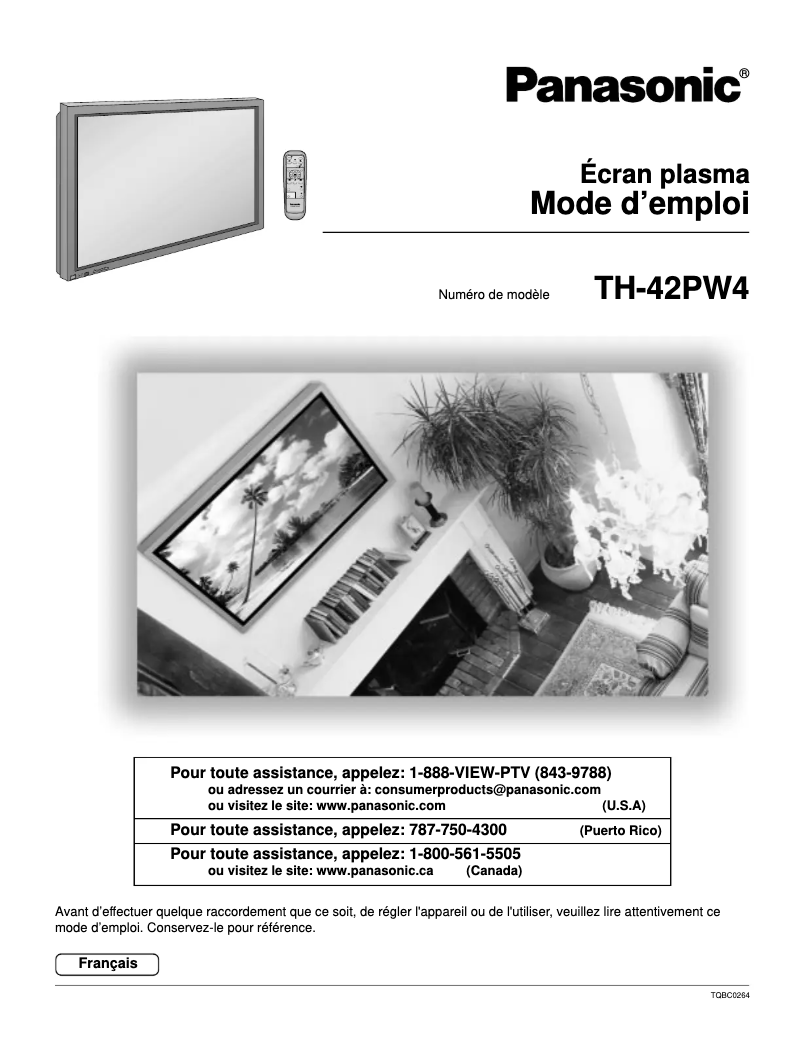 Page 1 of the manual User Manual Panasonic TH-42PW4UZ