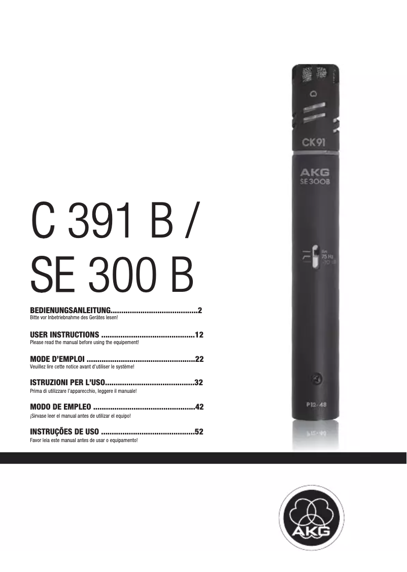 Page 1 of the manual User Manual AKG C 391 B