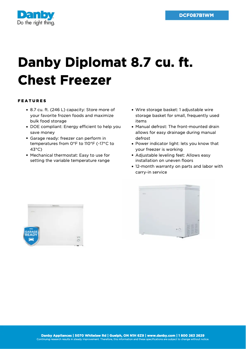 First page image of the manual for DCF087B1WM