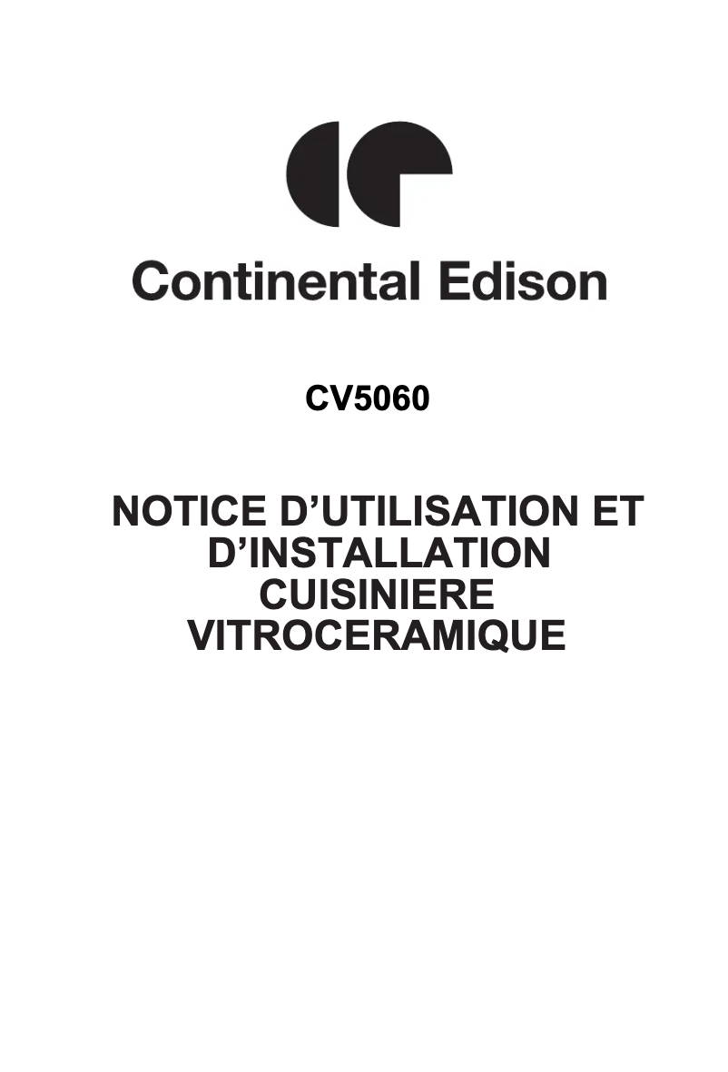 Page 1 of the manual User Manual Continental Edison CECV5060