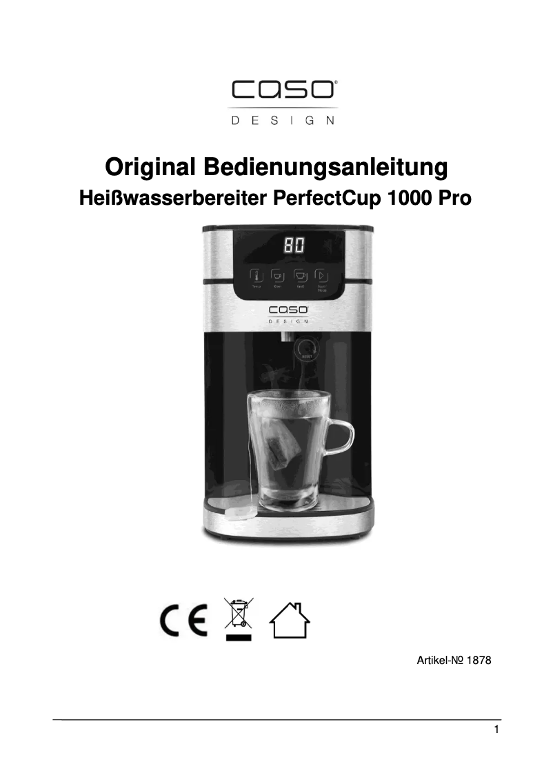 First page image of the manual for erfectCup 1000 Pro