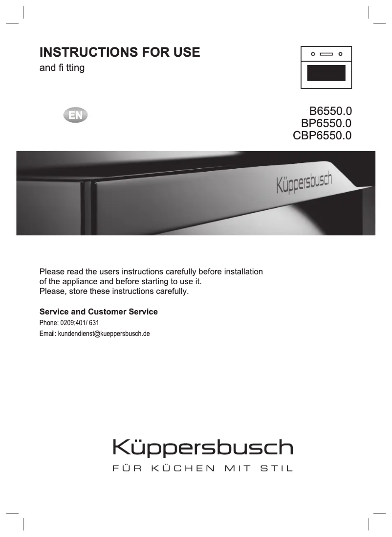 First page image of the manual for CBP6550.0W