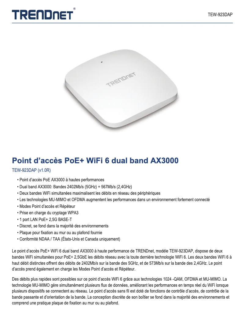 First page image of the manual for TEW-923DAP