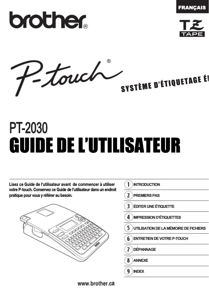 Page 1 of the manual User Manual Brother P-touch PT-2030AD