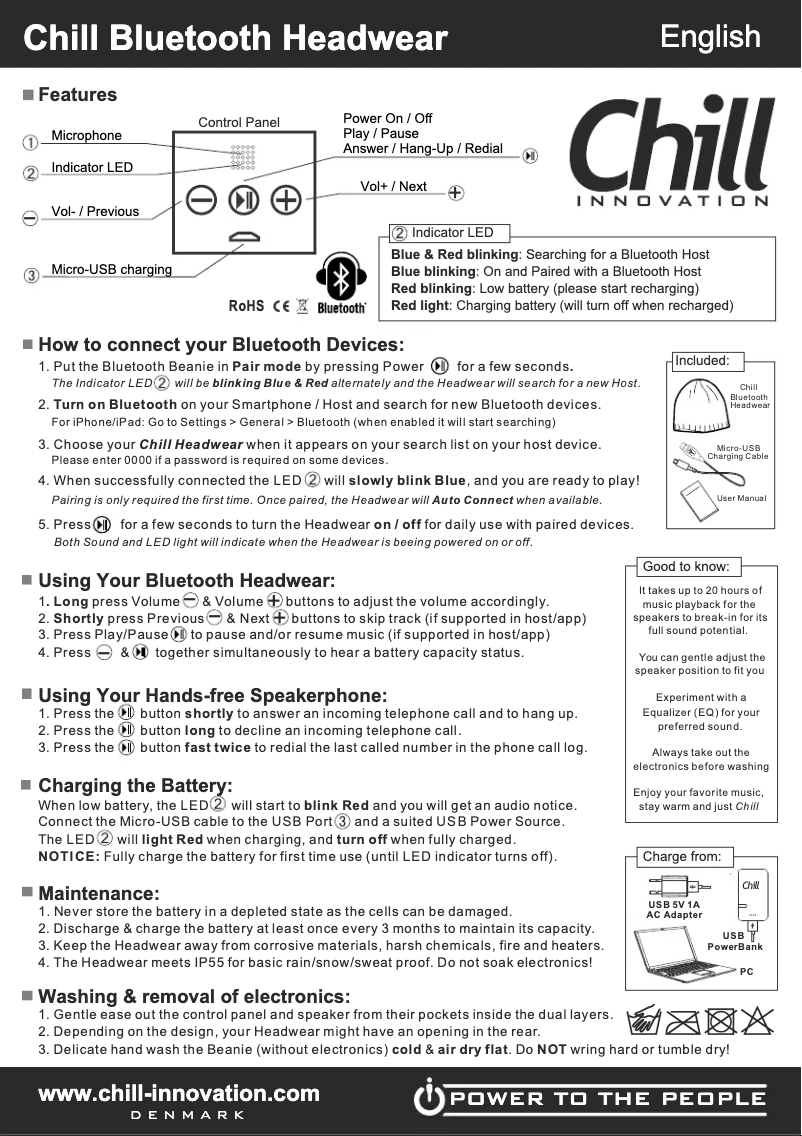 Page 1 of the manual User Manual Chill Innovation BB-04BG