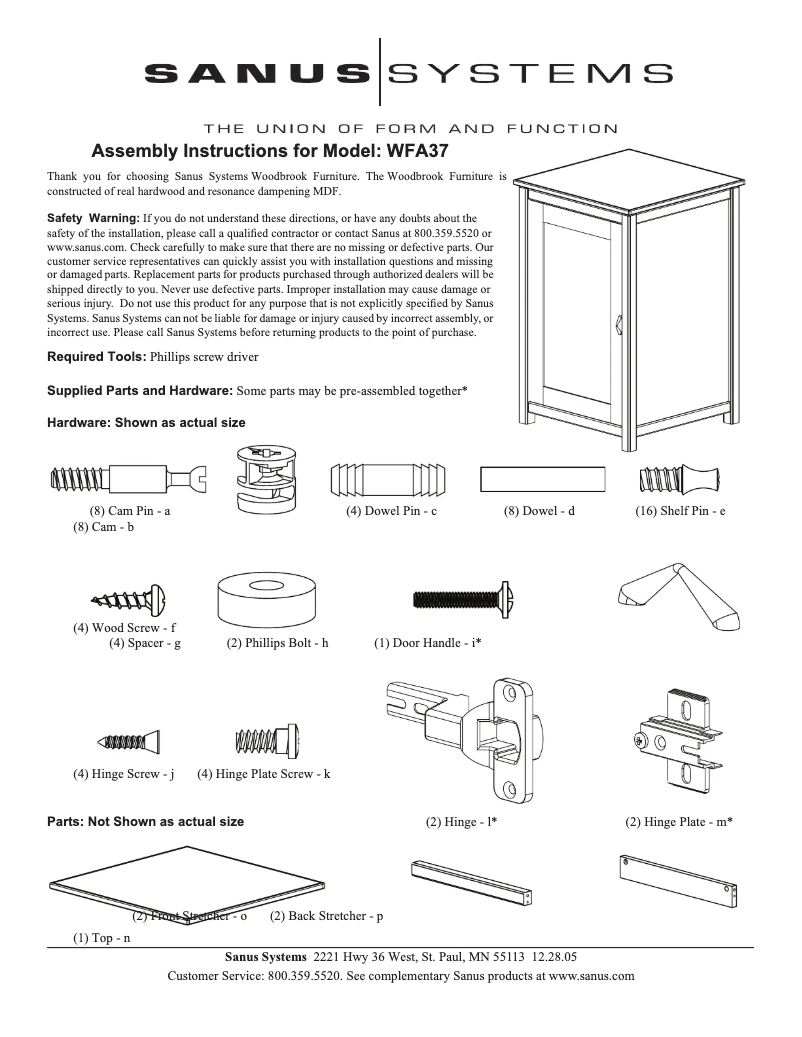 Page 1 of the manual User Manual Sanus WFA37