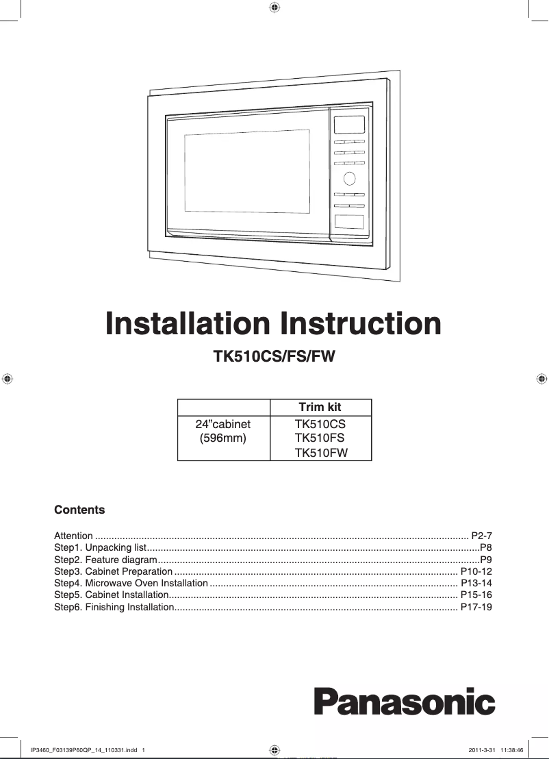 Page 1 of the manual User Manual Panasonic NN-TK510FW