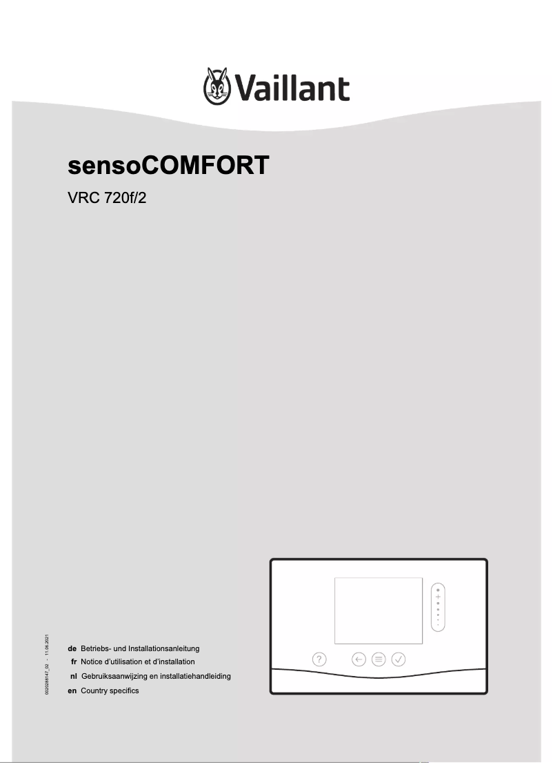 Page 1 of the manual User Manual Vaillant sensoCOMFORT VRC 720F