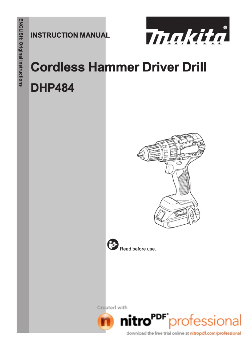 Page 1 of the manual User Manual Makita DHP484TJX9
