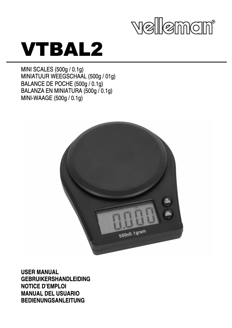 Page 1 of the manual User Manual Velleman VTBAL2