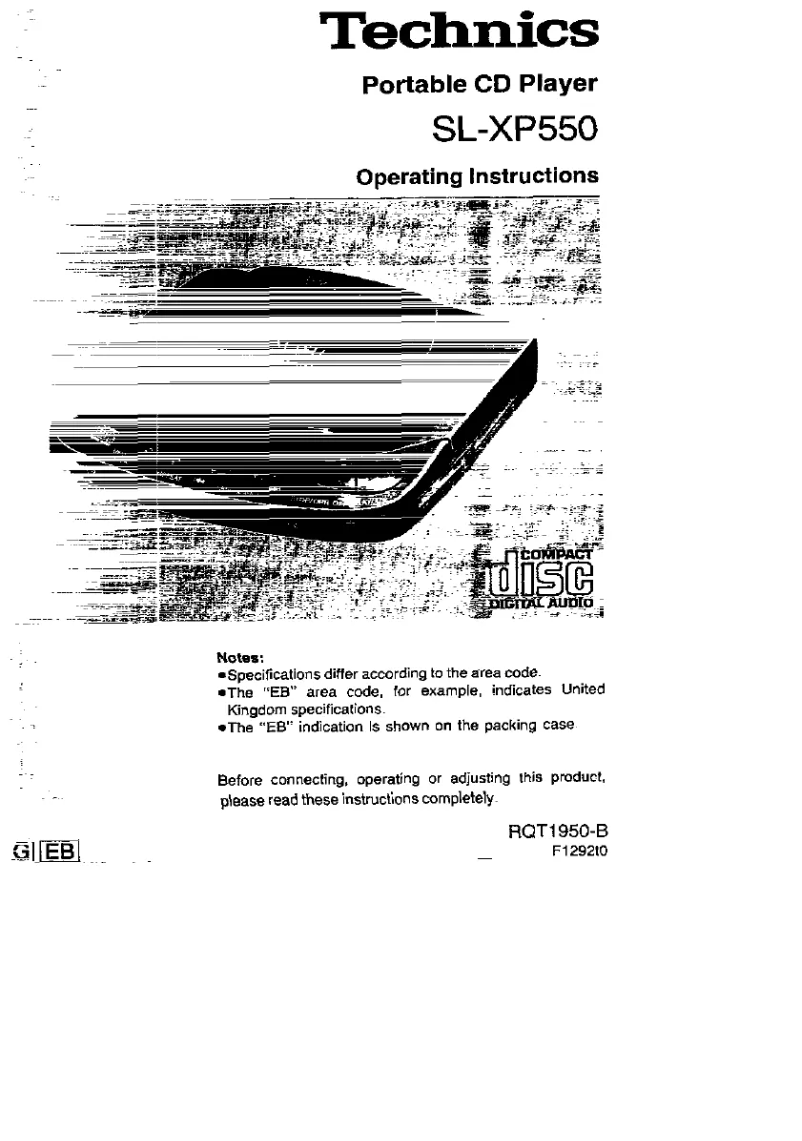 First page image of the manual for SL-XP550