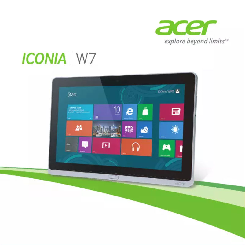 First page image of the manual for Iconia Tab W7